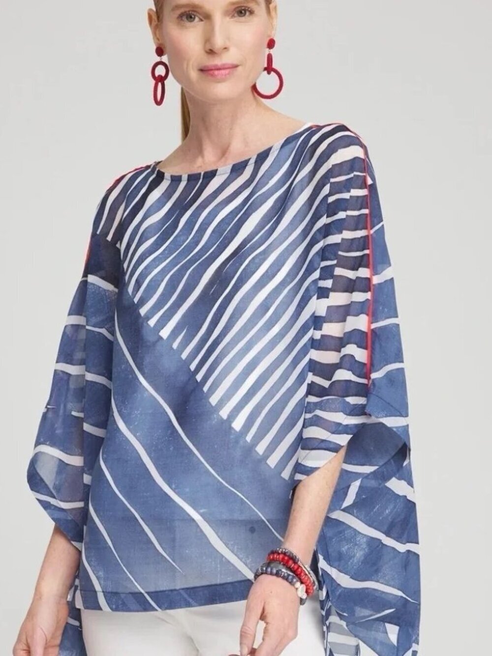 NWT Chico’s Striped Poncho/Beach Cover Up Size S/M